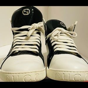 GUCCI BLACK AND WHITE HIGH TOPS